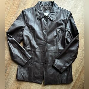 Vintage chocolate Brown leather jacket, size medium